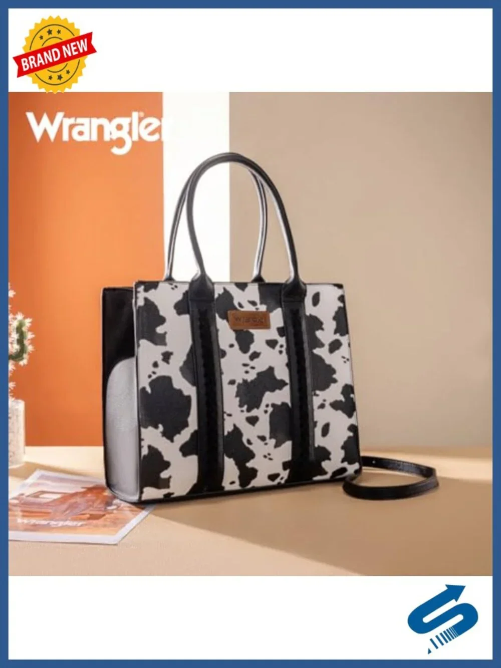 Vegan Leather Large Tote Satchel with Whipstitch Top Handle & Crossbody Strap